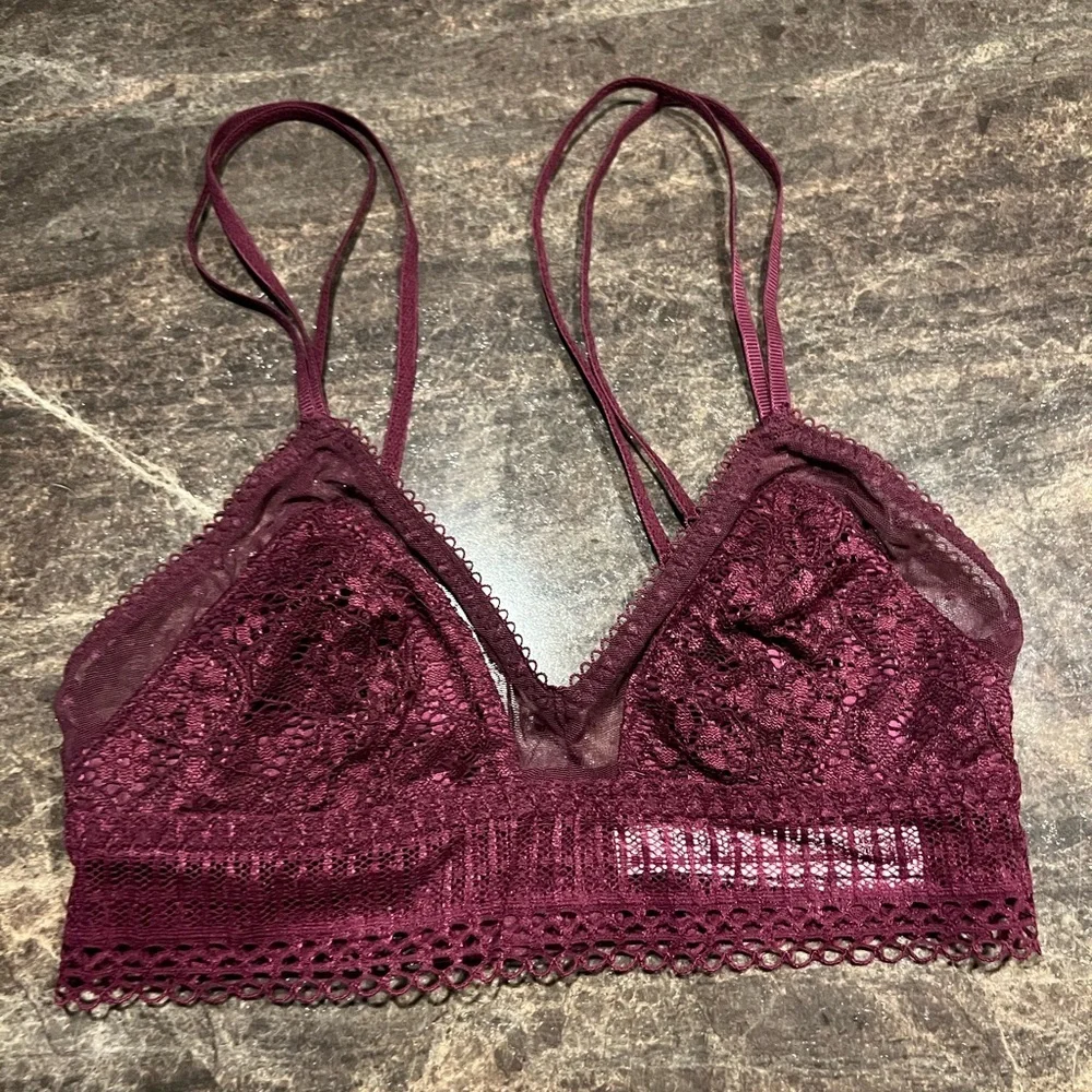 Victoria secret burgundy lace bralette adjustable straps size XS